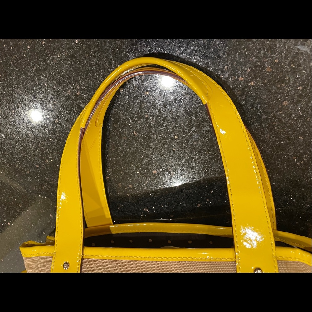 KATE SPADE LARGE YELLOW & WHITE & BLACK STRIPED TOTE BAG SHOULDER BAG - Picture 4 of 15